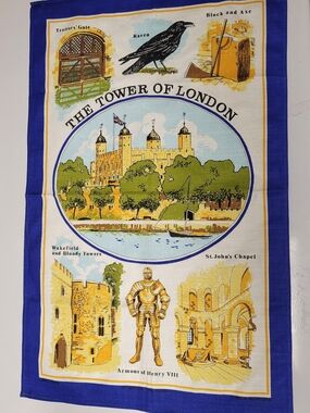 Vintage Tower of London Linen Union Tea Towel Made in Ireland 18x28 Souvenir